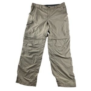 Columbia Omnishade Fishing Hiking Pants Mens 38x32 Khaki Nylon Convertible READ